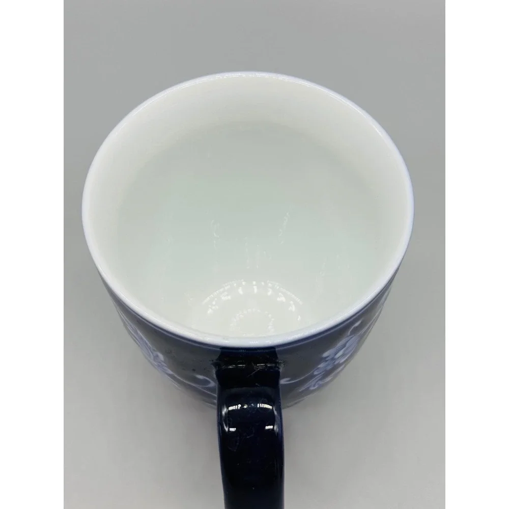 Pier 1 Mandarin Coffee Mug Blue White Floral Porcelain